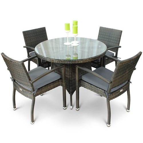 4 Seat Rattan Dining Set With Glass Top, Foremost Outdoor Furniture